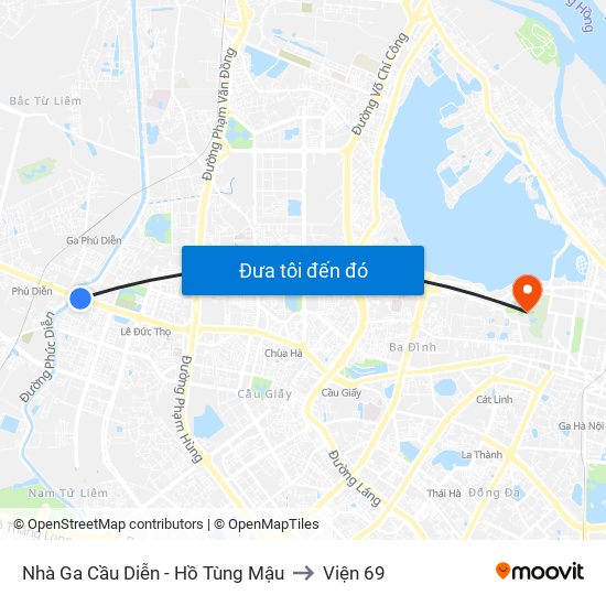 Nhà Ga Cầu Diễn - Hồ Tùng Mậu to Viện 69 map