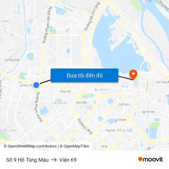 Số 9 Hồ Tùng Mậu to Viện 69 map