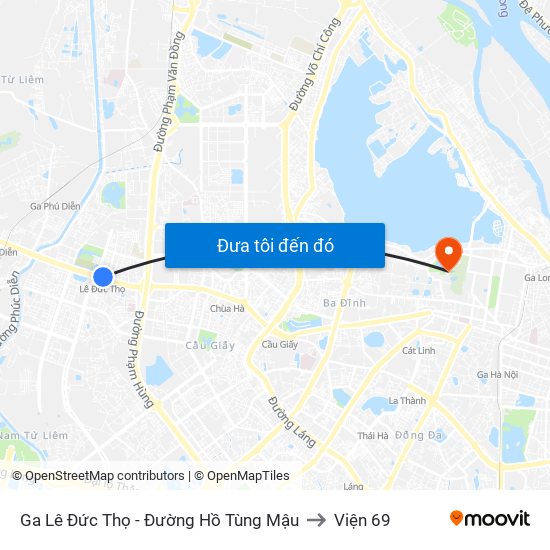 Ga Lê Đức Thọ - Đường Hồ Tùng Mậu to Viện 69 map