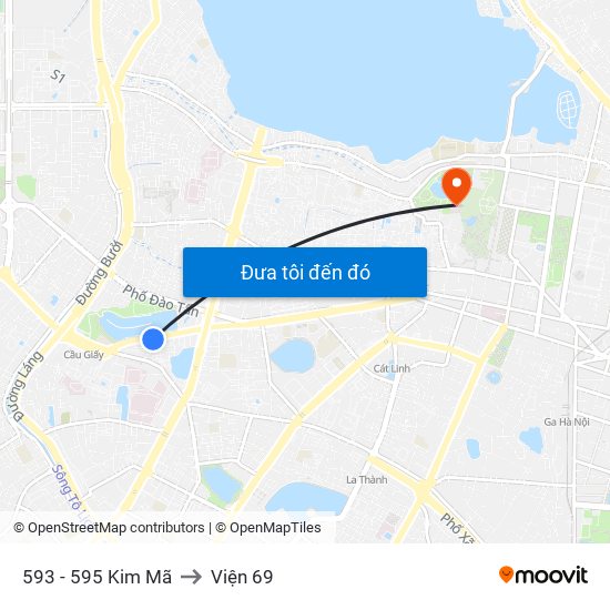 593 - 595 Kim Mã to Viện 69 map