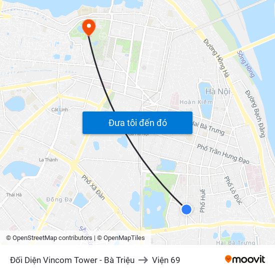 Đối Diện Vincom Tower - Bà Triệu to Viện 69 map