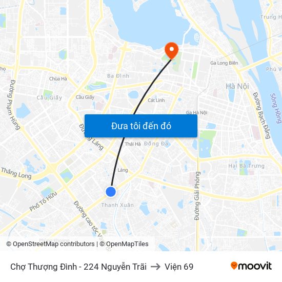 Chợ Thượng Đình - 224 Nguyễn Trãi to Viện 69 map