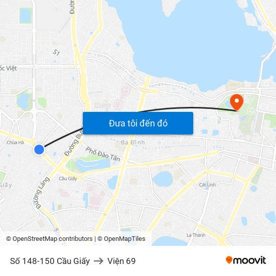 Số 148-150 Cầu Giấy to Viện 69 map