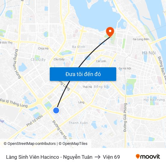 Làng Sinh Viên Hacinco - Nguyễn Tuân to Viện 69 map