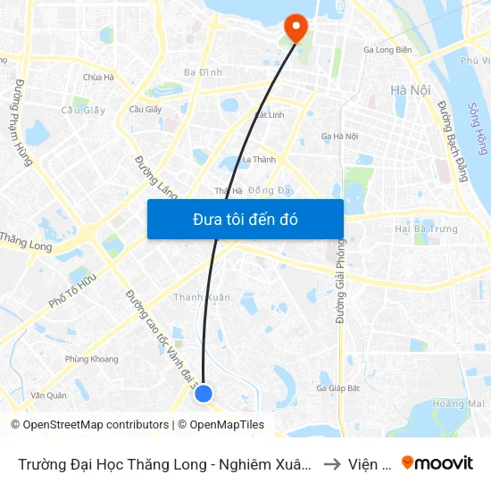 Trường Đại Học Thăng Long - Nghiêm Xuân Yêm to Viện 69 map