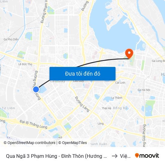 Qua Ngã 3 Phạm Hùng - Đình Thôn (Hướng Đi Phạm Văn Đồng) to Viện 69 map