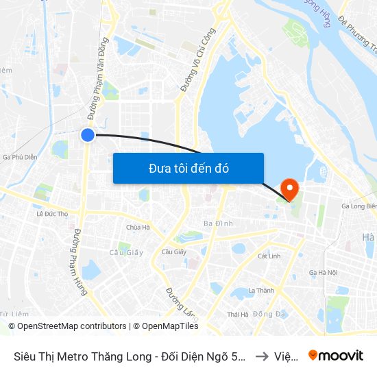 Siêu Thị Metro Thăng Long - Đối Diện Ngõ 599 Phạm Văn Đồng to Viện 69 map