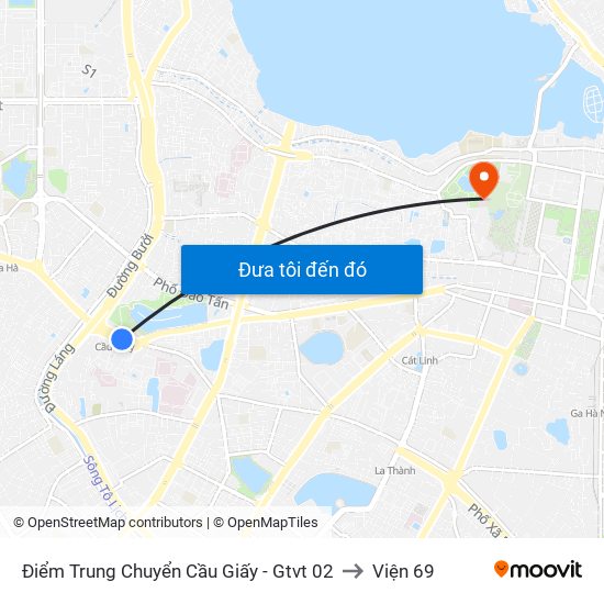 Điểm Trung Chuyển Cầu Giấy - Gtvt 02 to Viện 69 map