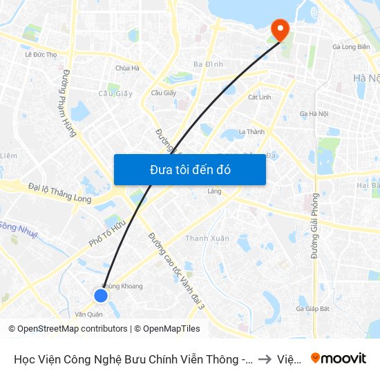 Học Viện Công Nghệ Bưu Chính Viễn Thông - Trần Phú (Hà Đông) to Viện 69 map