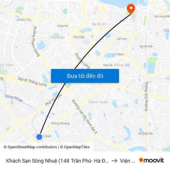 Khách Sạn Sông Nhuệ (148 Trần Phú- Hà Đông) to Viện 69 map