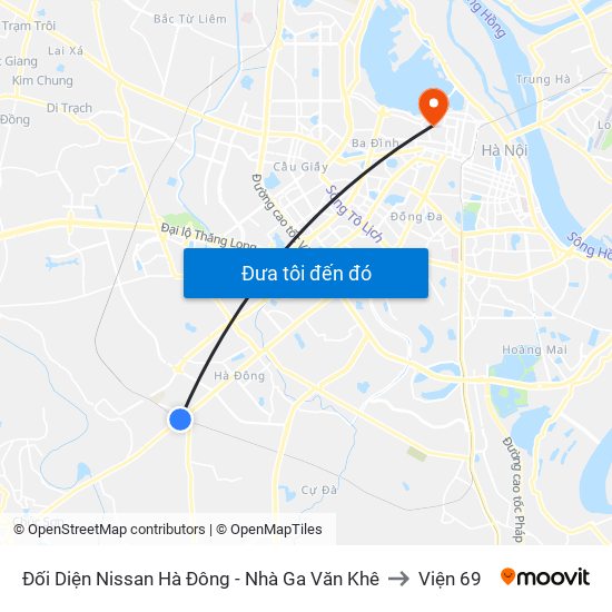 Đối Diện Nissan Hà Đông - Nhà Ga Văn Khê to Viện 69 map