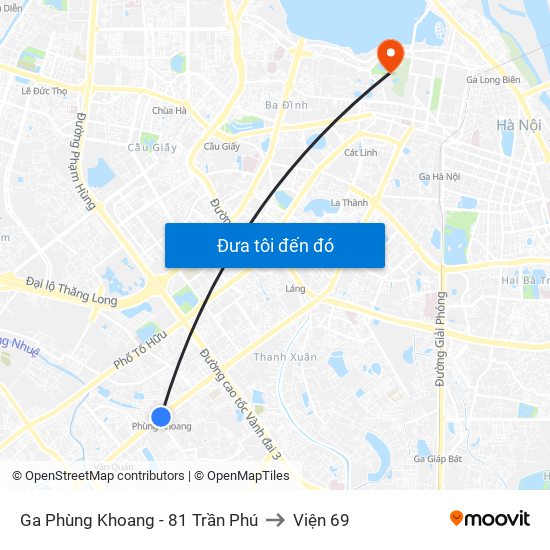 Ga Phùng Khoang - 81 Trần Phú to Viện 69 map