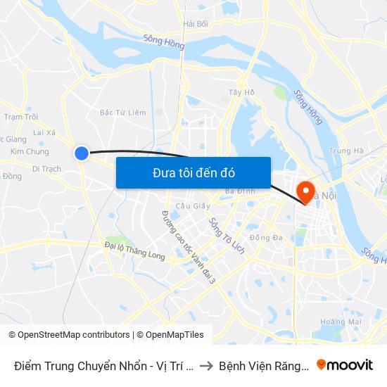 Điểm Trung Chuyển Nhổn - Vị Trí Đỗ Tuyến 20, 29, 32 (Chiều Sơn Tây - Hà Nội)- Đường 32 to Bệnh Viện Răng Hàm Mặt Trung Ương Hà Nội map