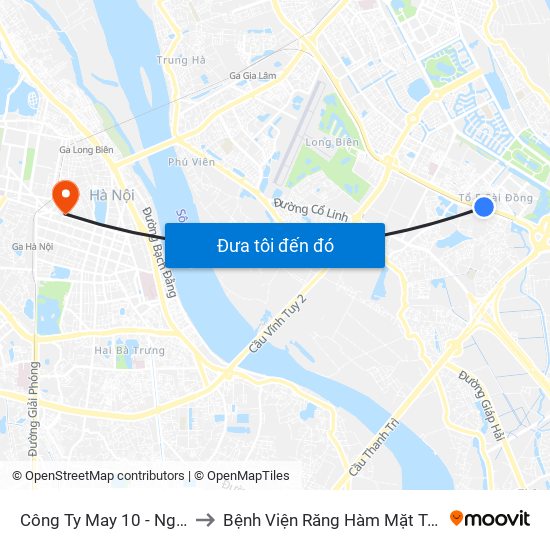 Công Ty May 10 - Nguyễn Văn Linh to Bệnh Viện Răng Hàm Mặt Trung Ương Hà Nội map
