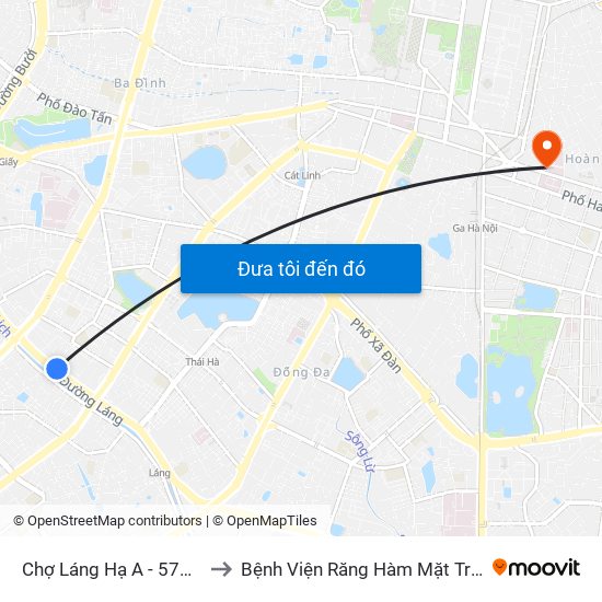 Chợ Láng Hạ A - 572 Đường Láng to Bệnh Viện Răng Hàm Mặt Trung Ương Hà Nội map