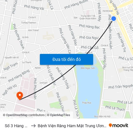 Số 3 Hàng Muối to Bệnh Viện Răng Hàm Mặt Trung Ương Hà Nội map