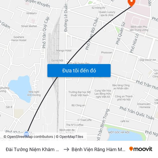 Đài Tưởng Niệm Khâm Thiên - 45 Khâm Thiên to Bệnh Viện Răng Hàm Mặt Trung Ương Hà Nội map