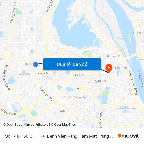 Số 148-150 Cầu Giấy to Bệnh Viện Răng Hàm Mặt Trung Ương Hà Nội map