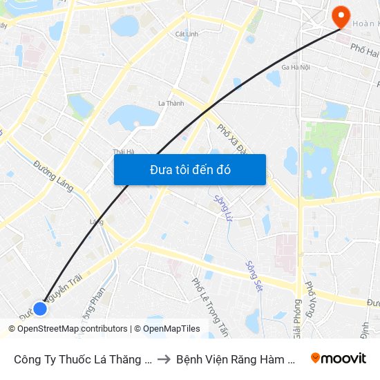 Công Ty Thuốc Lá Thăng Long - 235 Nguyễn Trãi to Bệnh Viện Răng Hàm Mặt Trung Ương Hà Nội map