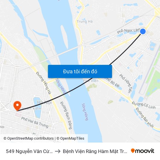 549 Nguyễn Văn Cừ (Cột Trước) to Bệnh Viện Răng Hàm Mặt Trung Ương Hà Nội map