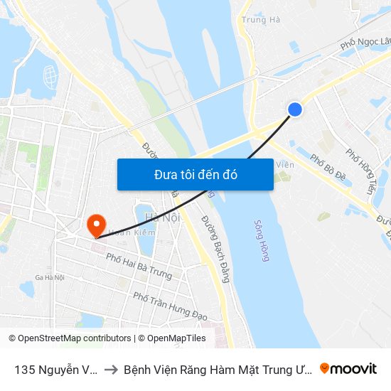 135 Nguyễn Văn Cừ to Bệnh Viện Răng Hàm Mặt Trung Ương Hà Nội map