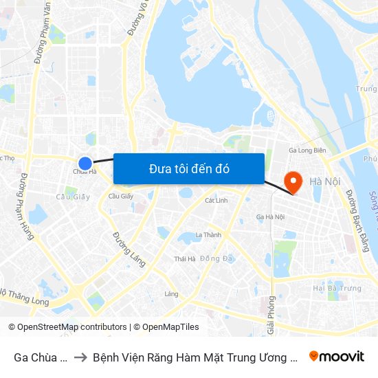 Ga Chùa Hà to Bệnh Viện Răng Hàm Mặt Trung Ương Hà Nội map