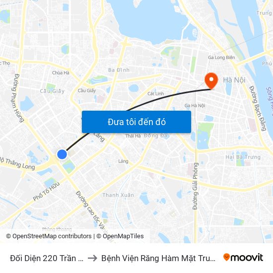 Đối Diện 220 Trần Duy Hưng to Bệnh Viện Răng Hàm Mặt Trung Ương Hà Nội map