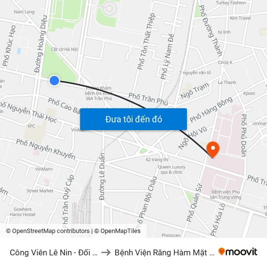 Công Viên Lê Nin - Đối Diện 35 Trần Phú to Bệnh Viện Răng Hàm Mặt Trung Ương Hà Nội map