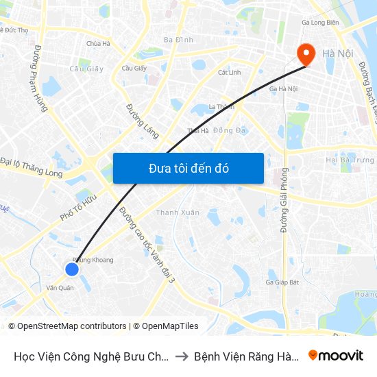 Học Viện Công Nghệ Bưu Chính Viễn Thông - Trần Phú (Hà Đông) to Bệnh Viện Răng Hàm Mặt Trung Ương Hà Nội map