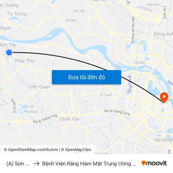 (A) Sơn Tây to Bệnh Viện Răng Hàm Mặt Trung Ương Hà Nội map