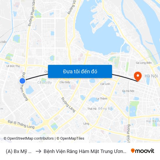 (A) Bx Mỹ Đình to Bệnh Viện Răng Hàm Mặt Trung Ương Hà Nội map