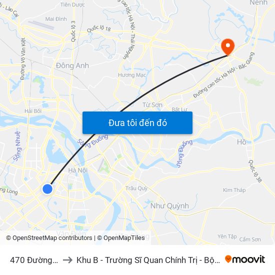 470 Đường Láng to Khu B - Trường Sĩ Quan Chính Trị - Bộ Quốc Phòng map