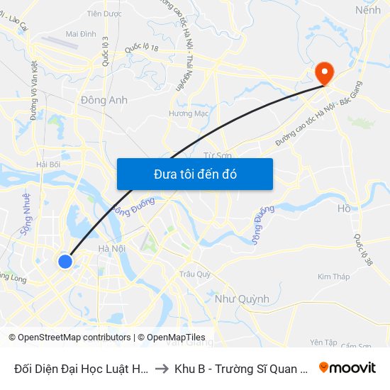 Đối Diện Đại Học Luật Hà Nội - Nguyễn Chí Thanh to Khu B - Trường Sĩ Quan Chính Trị - Bộ Quốc Phòng map