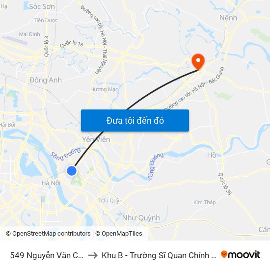 549 Nguyễn Văn Cừ (Cột Trước) to Khu B - Trường Sĩ Quan Chính Trị - Bộ Quốc Phòng map