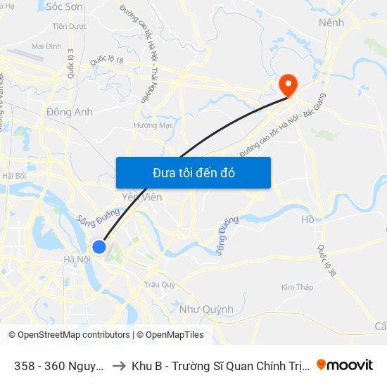 358 - 360 Nguyễn Văn Cừ to Khu B - Trường Sĩ Quan Chính Trị - Bộ Quốc Phòng map