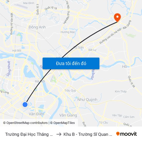 Trường Đại Học Thăng Long - Nghiêm Xuân Yêm to Khu B - Trường Sĩ Quan Chính Trị - Bộ Quốc Phòng map