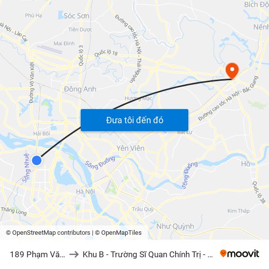 189 Phạm Văn Đồng to Khu B - Trường Sĩ Quan Chính Trị - Bộ Quốc Phòng map