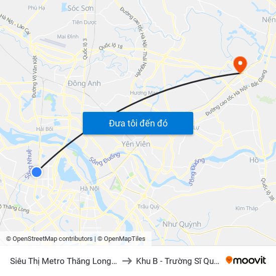 Siêu Thị Metro Thăng Long - Đối Diện Ngõ 599 Phạm Văn Đồng to Khu B - Trường Sĩ Quan Chính Trị - Bộ Quốc Phòng map