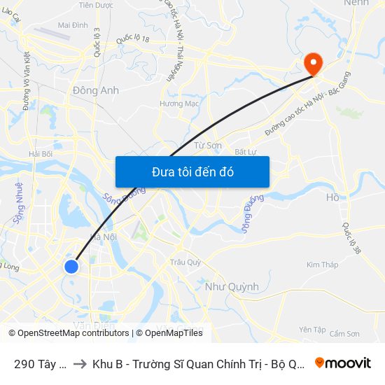 290 Tây Sơn to Khu B - Trường Sĩ Quan Chính Trị - Bộ Quốc Phòng map