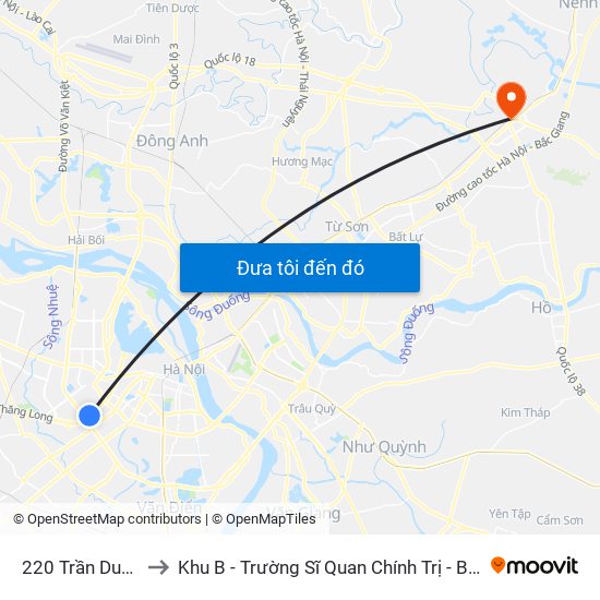 220 Trần Duy Hưng to Khu B - Trường Sĩ Quan Chính Trị - Bộ Quốc Phòng map