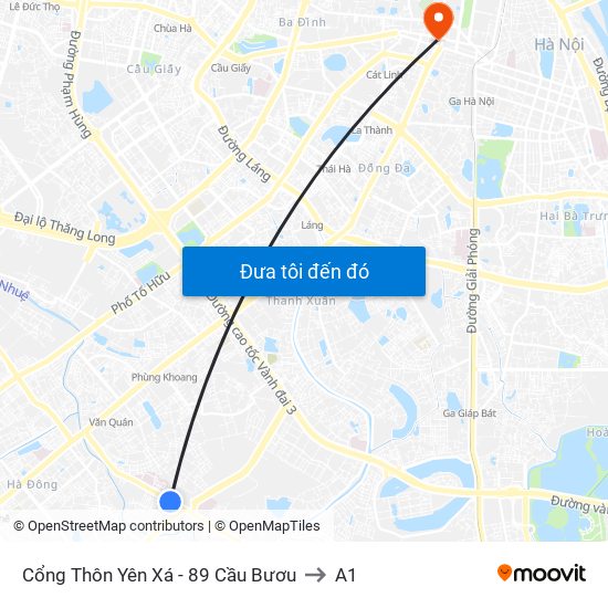 Cổng Thôn Yên Xá - 89 Cầu Bươu to A1 map