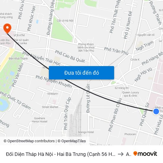 Đối Diện Tháp Hà Nội - Hai Bà Trưng (Cạnh 56 Hai Bà Trưng) to A1 map