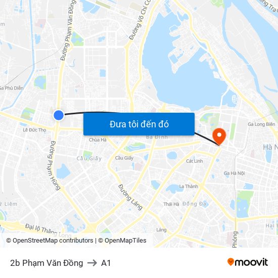 2b Phạm Văn Đồng to A1 map