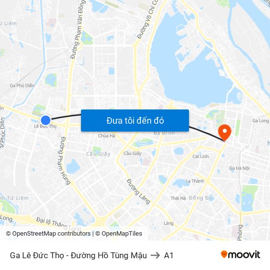 Ga Lê Đức Thọ - Đường Hồ Tùng Mậu to A1 map