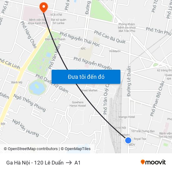 Ga Hà Nội - 120 Lê Duẩn to A1 map