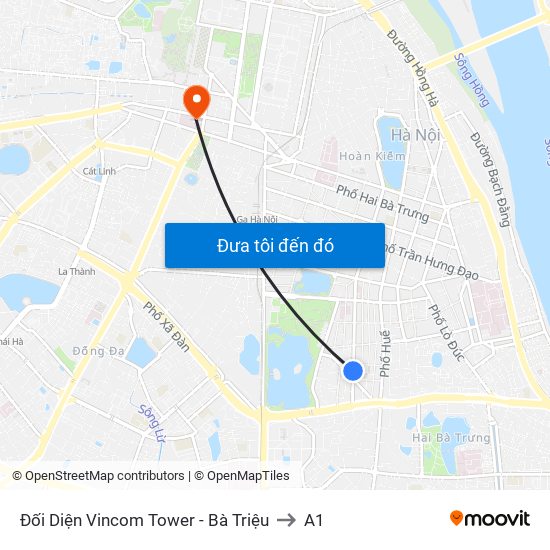 Đối Diện Vincom Tower - Bà Triệu to A1 map