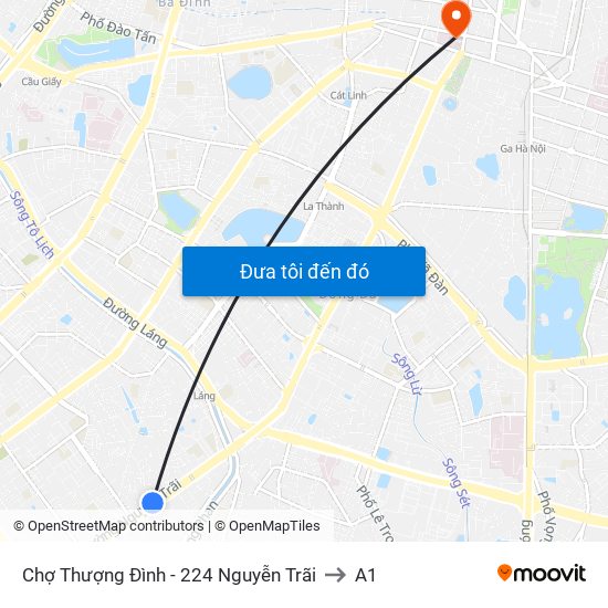 Chợ Thượng Đình - 224 Nguyễn Trãi to A1 map