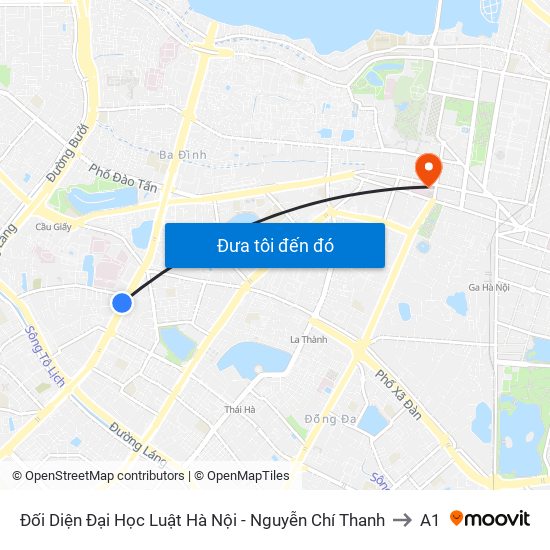 Đối Diện Đại Học Luật Hà Nội - Nguyễn Chí Thanh to A1 map