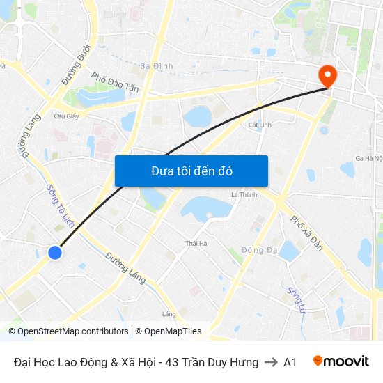 Đại Học Lao Động & Xã Hội - 43 Trần Duy Hưng to A1 map