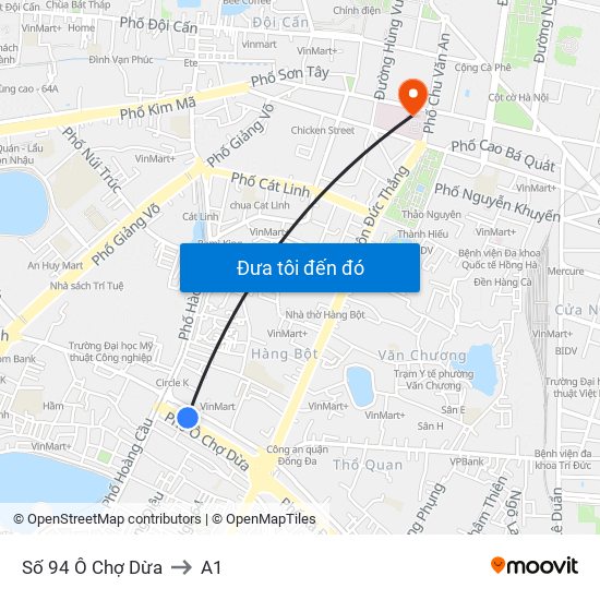 Số 94 Ô Chợ Dừa to A1 map